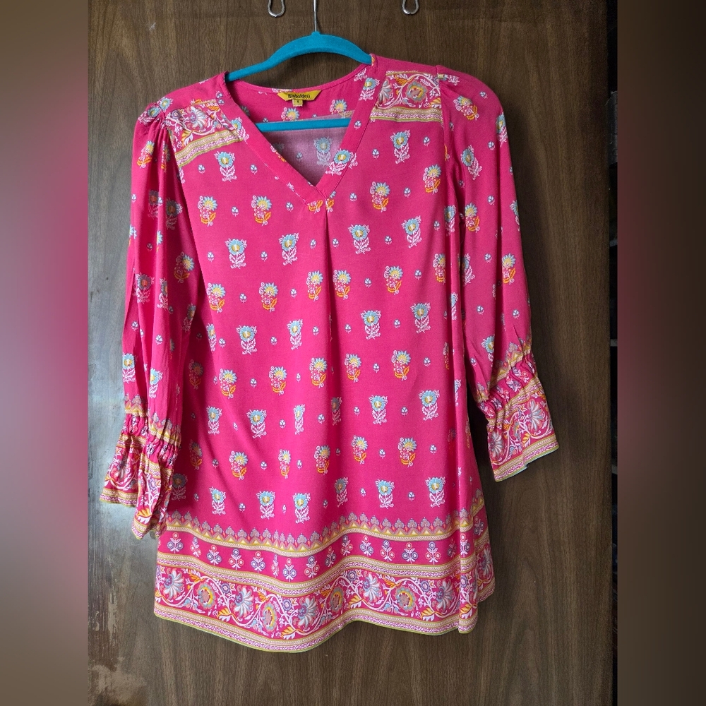 Pink Floral Indian Women's Top Sz S